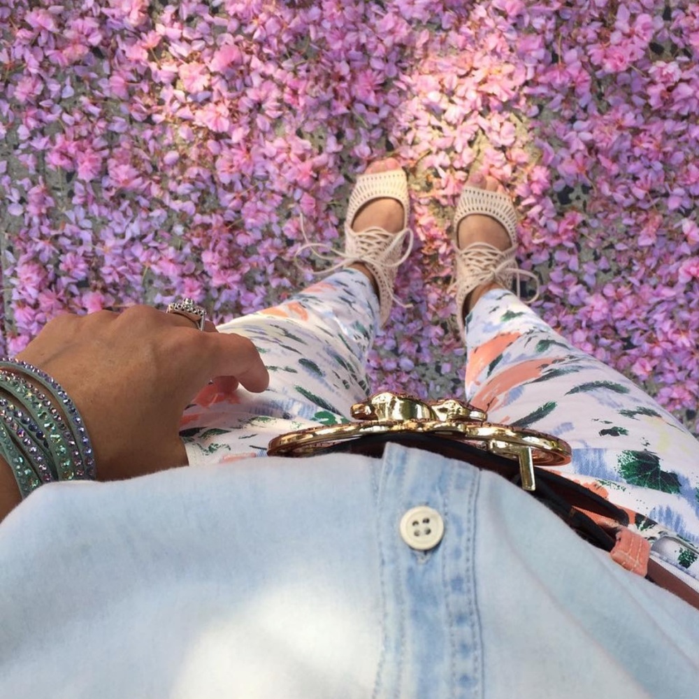 Gap Floral Off White Jeans